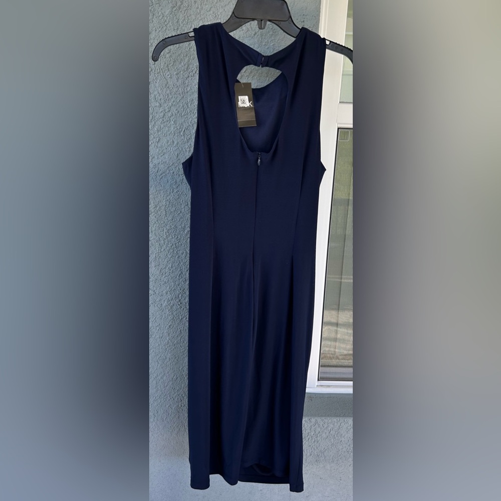 MSK Embellished Neckline Ruched Stretchy Sleeveless Open Back Dress Size 14 - Picture 4 of 7